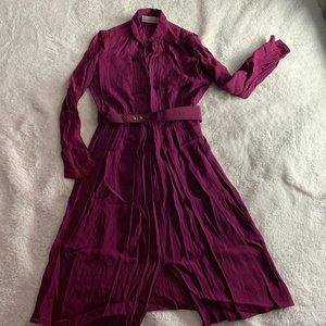 Sakowitz dress vintage, chiffon dress, beautiful pleated, long sleeve